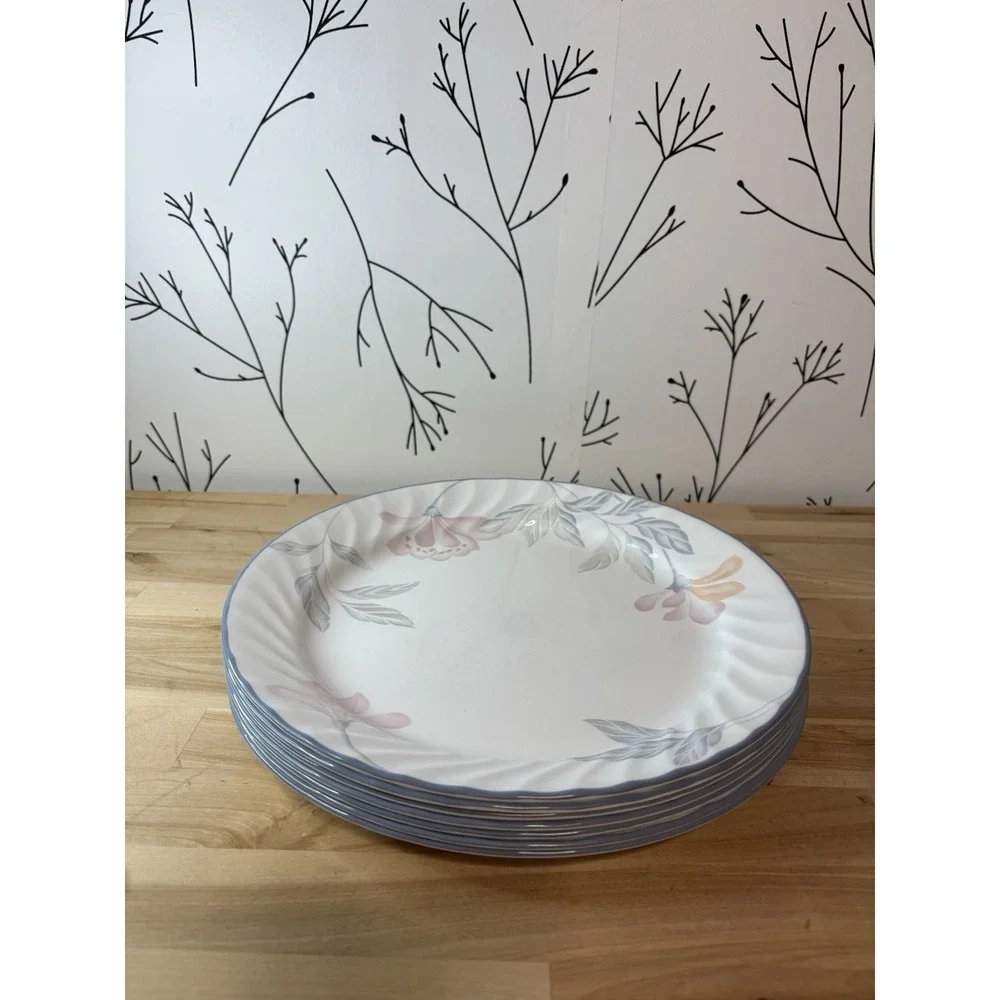 Pink Trio Pattern Corelle by Corning Dinner Plates Set of 7, 10